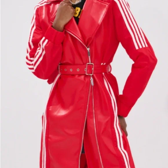 AKIRA Vibrant Red Coat with White Accents - Picture 3 of 7